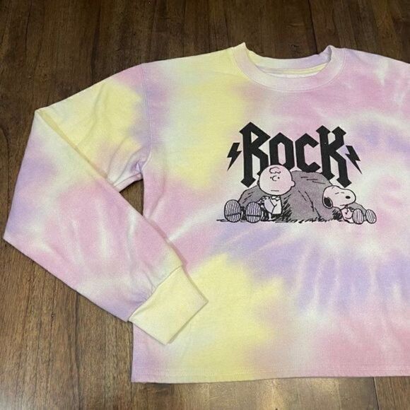 Peanuts Snoopy & Charlie Brown Rock Out Tie Dye Sweatshirt - Picture 7 of 10